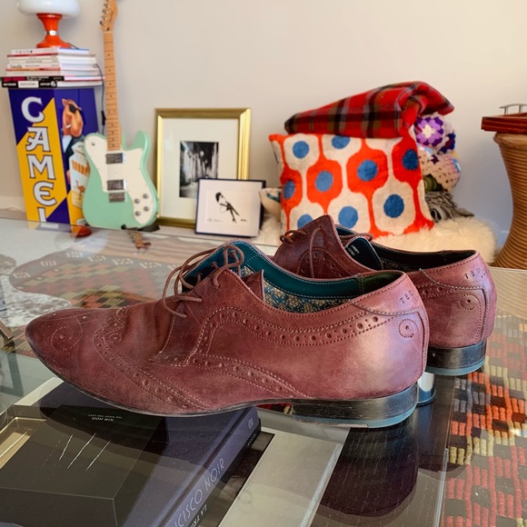 Ted Baker Men’s US 13 Burgundy Oxfords - Picture 3 of 7